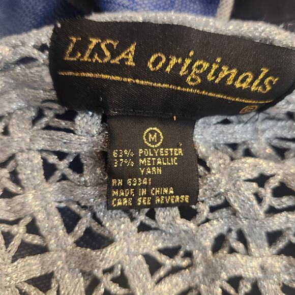 VTG Y2K Lisa Original Sweater Vest Sz Medium Womens Silver Sparkle Fairy Glitter - Picture 9 of 10